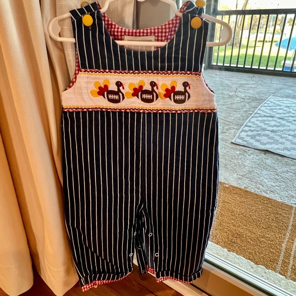 Lil Cactus smocked overalls